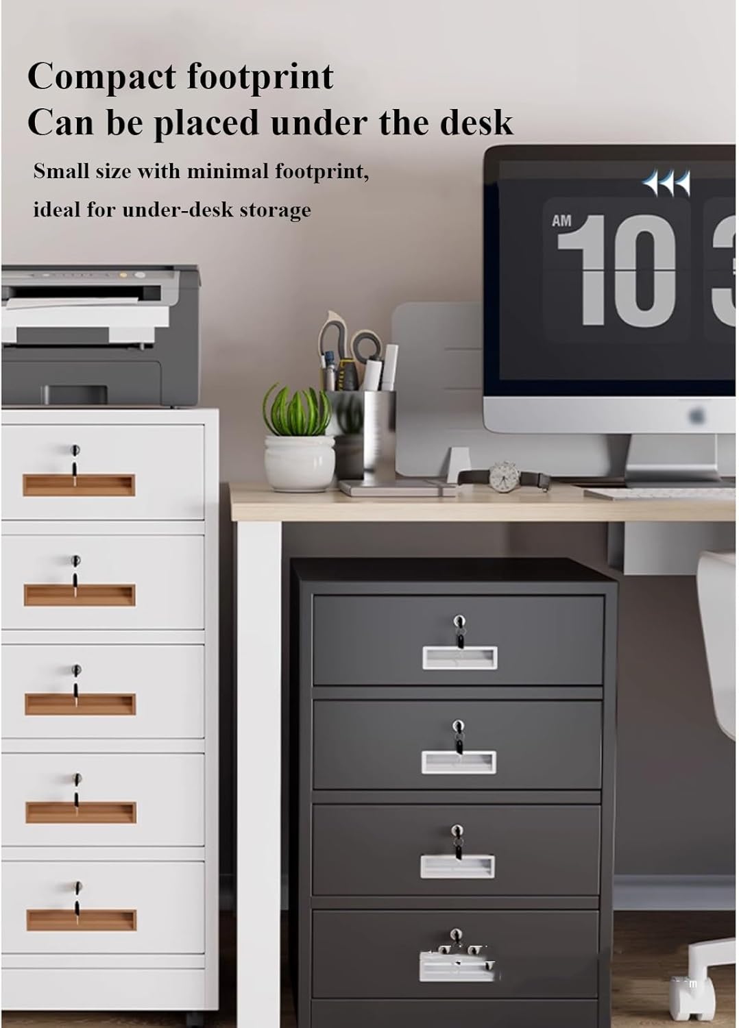 5 Drawer Metal File Cabinet with Key Locking, Metal Handle, Underdesk Chest for Home Office(Style 1)
