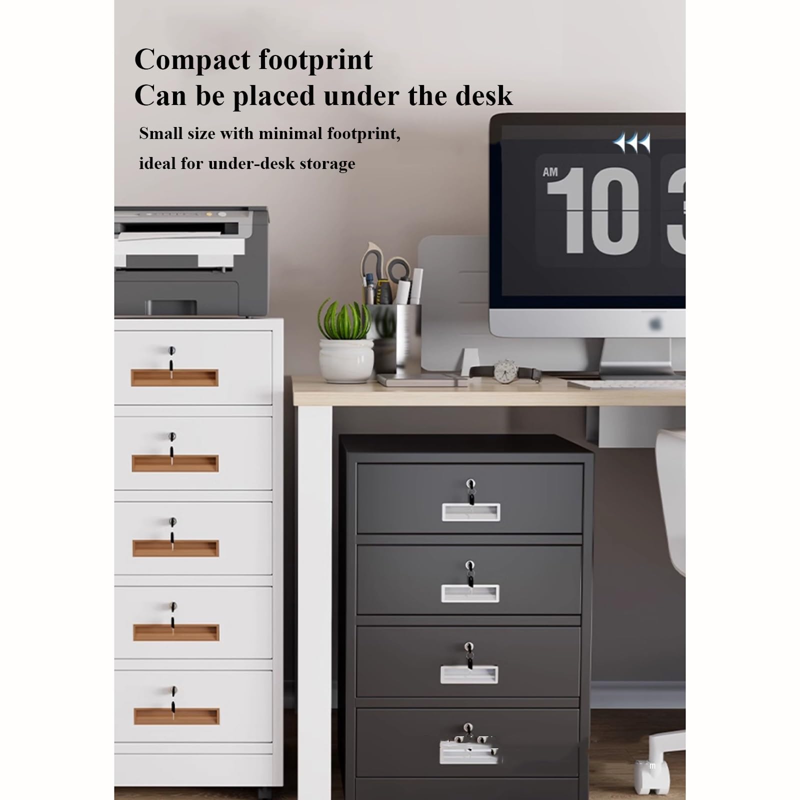 Cassettiera con Ante, Serratura con Chiave per Documenti Riservati, Mobile Contenitore per Ufficio, Ideale per Spazi Domestici o Commerciali(Style 4,2 Drawers)