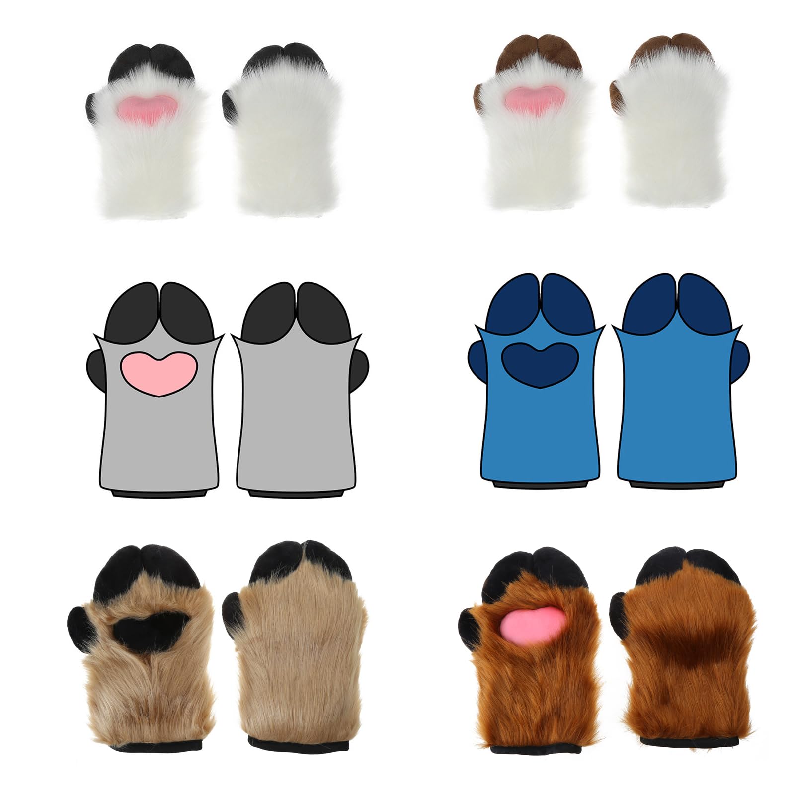 YS0911 Unisex Cosplay Gloves Cartoon Sheep Hoof Plush Gloves Halloween Mittens Furry Cuffs Gloves For Carnivals Party Cosplay