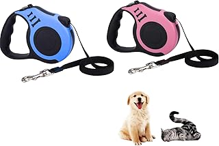 STOUCLA Einziehbare Hundeleine, Kleiner Hund, Rollleinen Anti-Rutsch Griff mit Brems, 5Meter blau+5meter Rosa, 2Pack product image