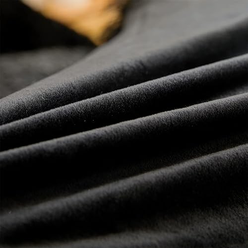 Miniatura 9 de Juego de edredón de piel sintética color negro, tamaño Queen, edredón de piel alternativa al plumón de 3 piezas (1 edredón de felpa + 2 fundas de