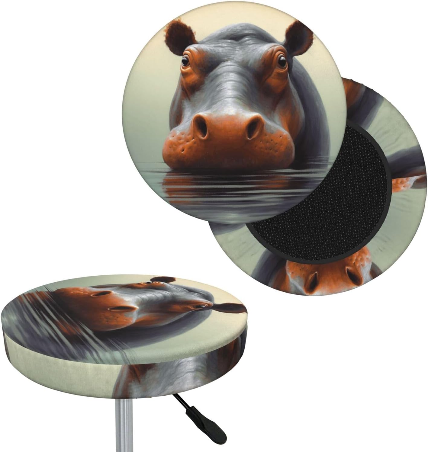 Bar Stool Cover Round Elastic Stool Cushion Covers Hippo Bar Chair Cover Washable Stool Cushion Slipcover Stretch Stool Seat Covers for 12-14 Inch Chair