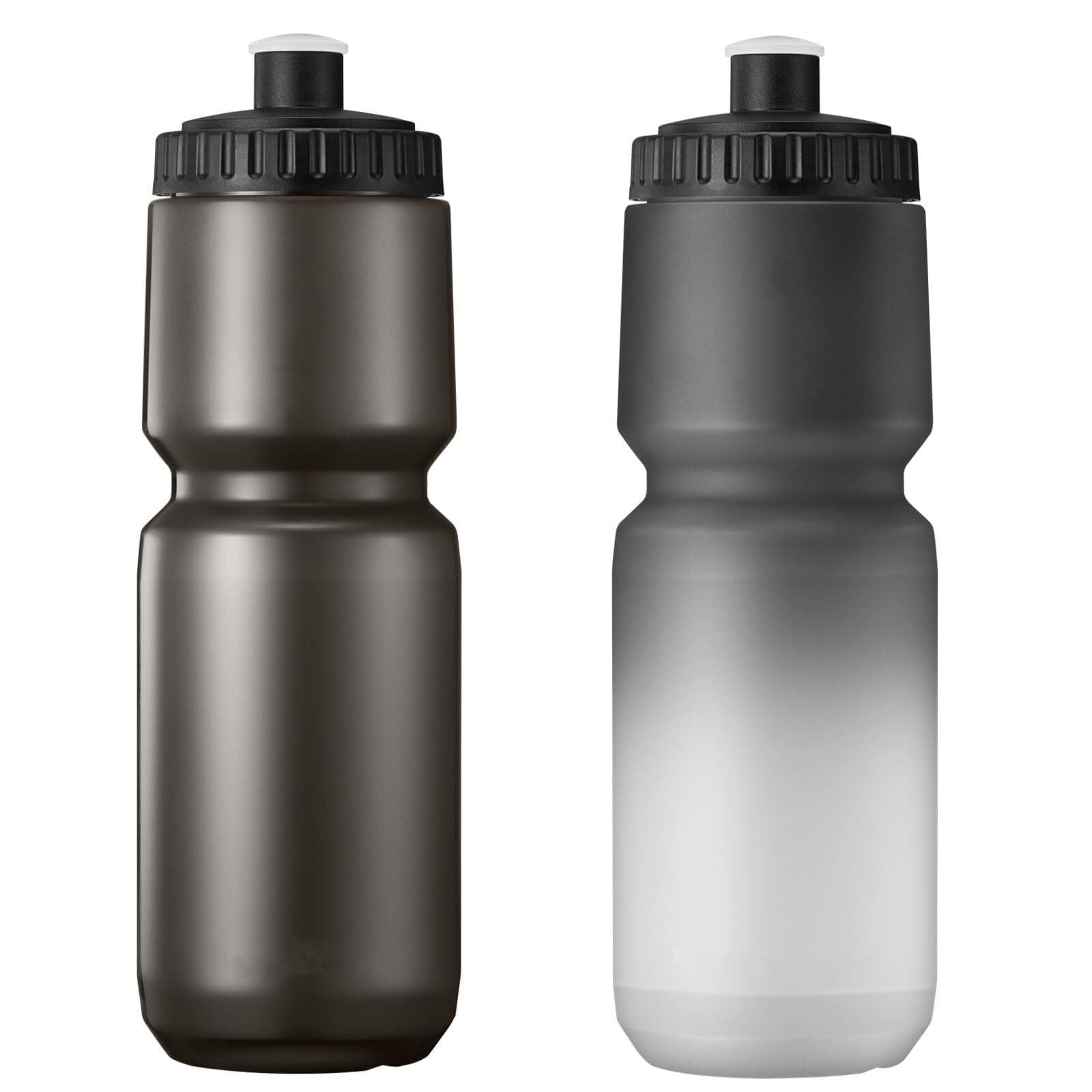 2er Set Fahrrad Trinkflasche 1000ml BPA Frei Sport Trinkflasche PP Kunststoff Auslaufsicher Squeeze Flasche für MTB Fitness Laufen Camping(Black White and Bkack)