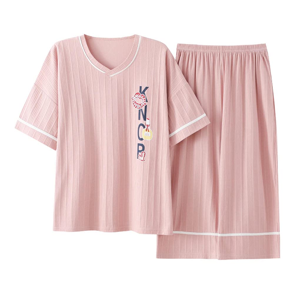 Pyjama court femme grande taille en coton léger pour nuit confortable