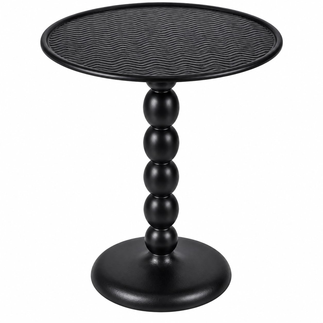CLEENTABLE Round Metal End Table, Zigzag Design, 21" H x 15" W, Black