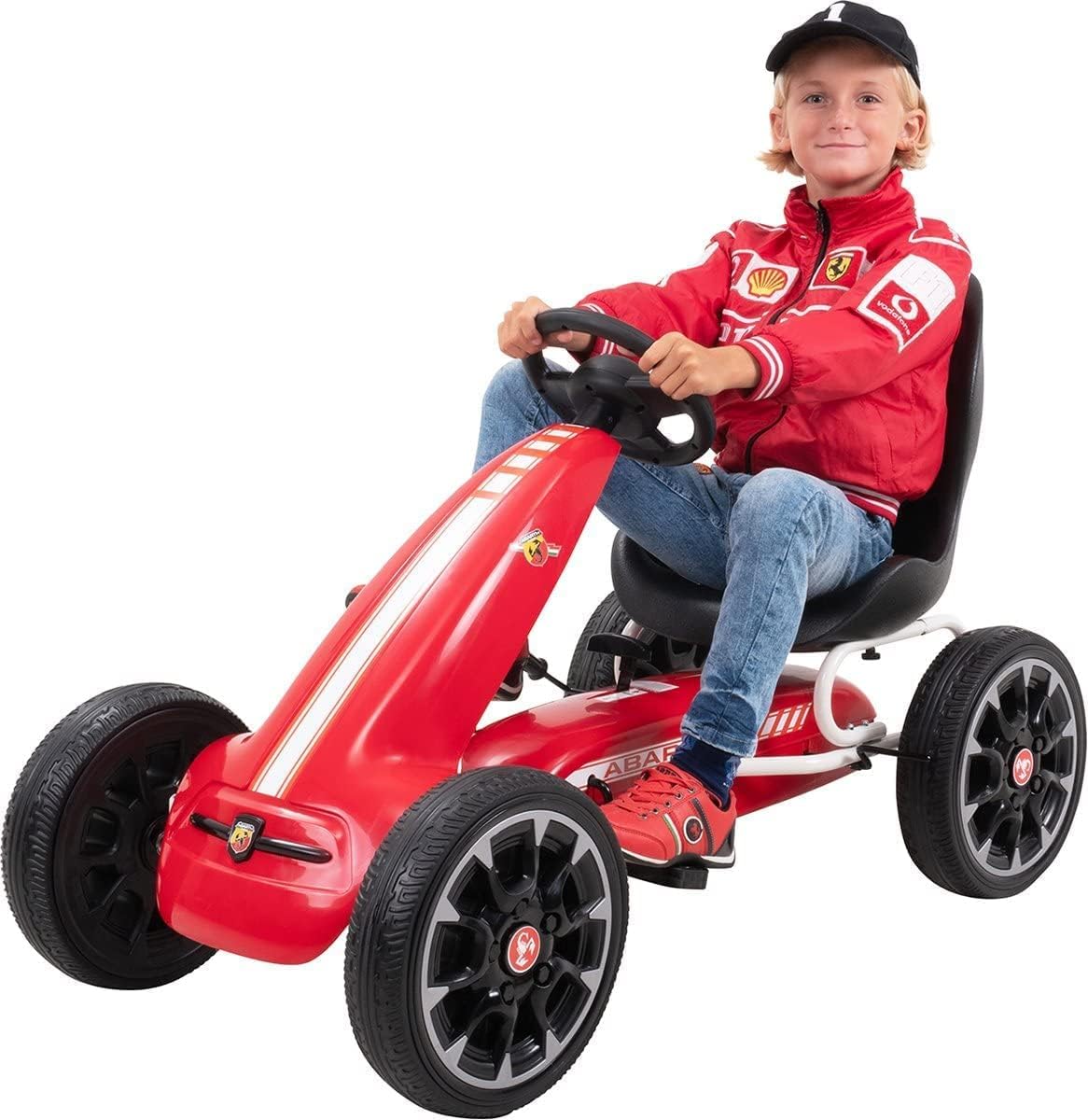 Actionbikes Motors Miweba Go-Kart Abarth Licensed Children's Pedal Car Pedal Car Children's Vehicle Cart Eva Tyres in Many Colours (Red)