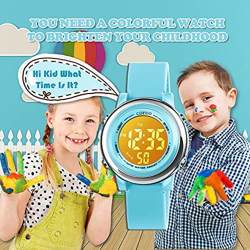 Cofuo Kids Digital Sport Waterproof Watch For Girls Boys, Kid Sports Outdoor Led Electrical Watches With Luminous Alarm Stopwatch Child Wristwatch 3-12 Years #TOP5