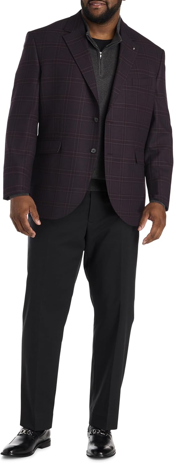 Oak Hill by DXL Men's Big and Tall Windowpane Sport Coat