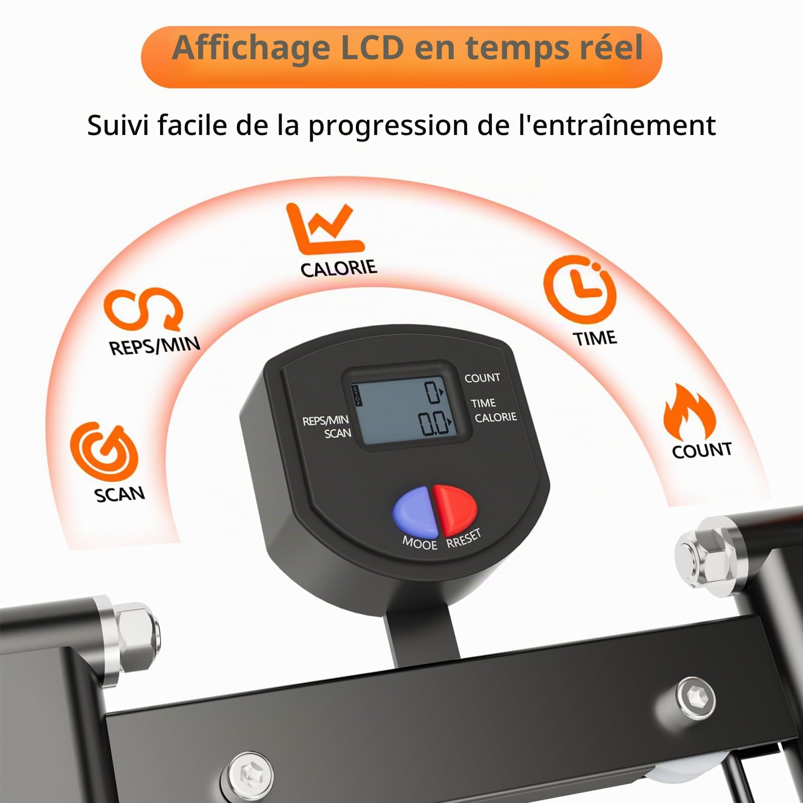 RYGEO - Stepper de marche pliable, grimpeur vertical, appareil d'exercice à domicile pour les abdominaux, les fessiers et les jambes, avec résistance réglable