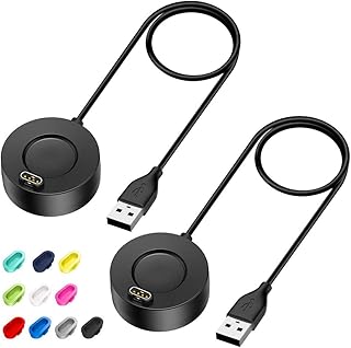 EZCO Charger Compatible with Garmin Vivoactive 3 4 4S/ Fenix 5 / Fenix 6 6S 6X / Venu Sq Music, 2 Pack 3.3 Ft USB Charging Cable Stand Station Date Syn for Fenix 5 5S 5X / Forerunner 935 Smart Watch