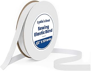 Elastic Band for Sewing 1/2 Inch Wide 12 Yards, Durable & Soft High Elasticity Stretch Elastic Bands Cord for Sewing, Waistbands, Pants, DIY Crafts, White