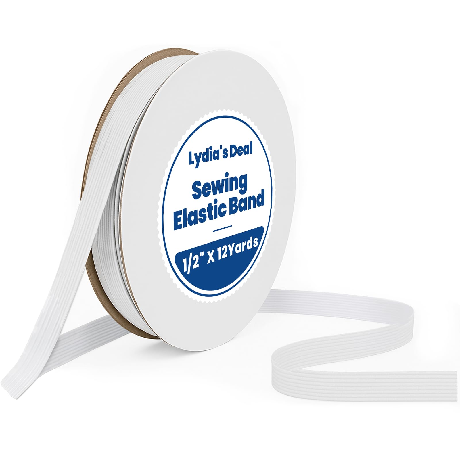 Elastic Band for Sewing 1/2 Inch Wide 12 Yards, Durable & Soft High Elasticity Stretch Elastic Bands Cord for Sewing, Waistbands, Pants, DIY Crafts, White