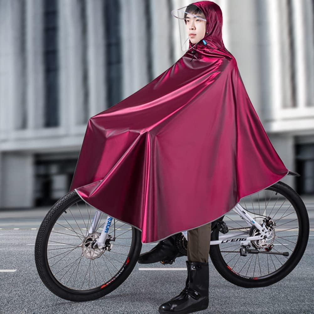 Hombre Mujer Ciclismo Bicicleta Bicicleta Chubasquero Capa De Lluvia Poncho con Capucha Impermeable A Prueba De Viento Movilidad Funda De Scooter Ligero Compacto Reutilizabl, Red, Single 2XL