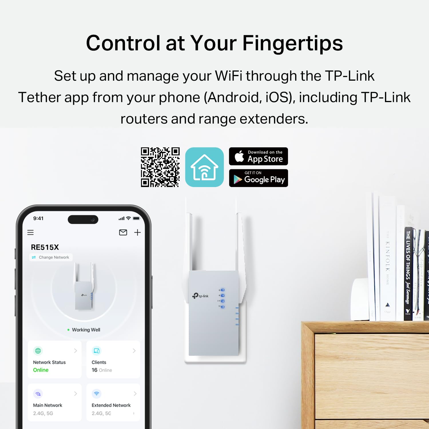 TP-Link RE515X AX1500 wzmacniacz zasięgu WiFi 6 z portem Ethernet | dwupasmowy wzmacniacz bezprzewodowy 1,5 G | do 1800 m2, 64 urządzenia | wzmacniacz sygnału internetowego | konfiguracja aplikacji |