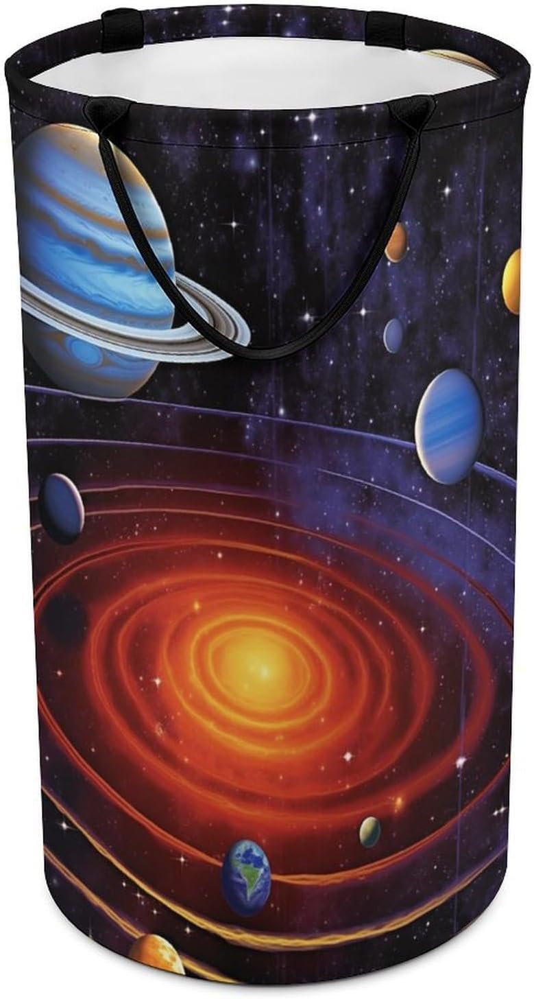 Space Planetary Large Laundry Basket Laundry Hamper Bag Washing Bin Clothes Bag Collapsible Tall With Handles Travel Bathroom College, 40x69cm, style
