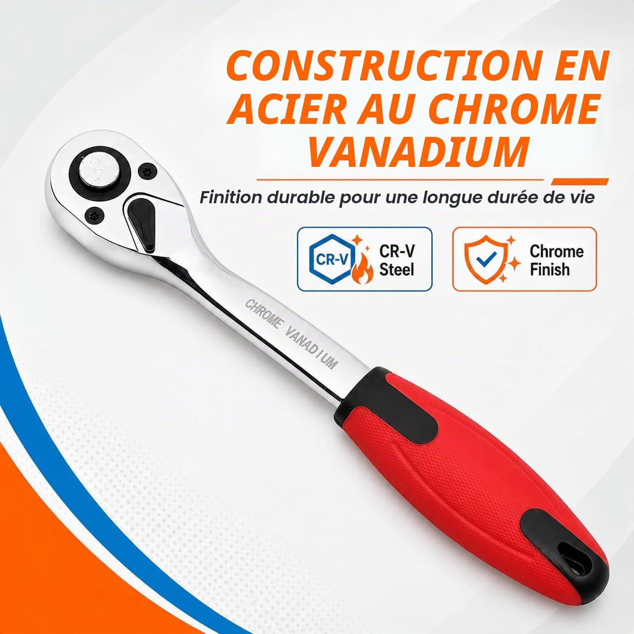 KATSU Jeu de Douilles 1/2" 32 Pièces, Entraînement Métrique 8-32mm Avec Clé à Cliquet à Dégagement Rapide 72 Dents et Barre d'Extension, Outil de Garage de Réparation Automatique 420347