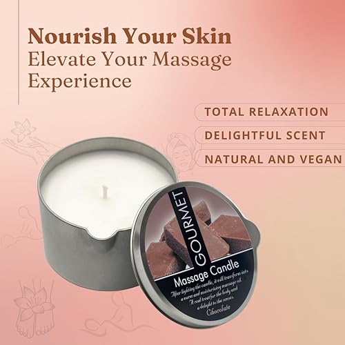 Miniatura 4 de GOURMET COLLECTION Vela de aceite de masaje con aroma a chocolate, aceite de masaje hidratante para relajación pura, aceite de masaje ideal para
