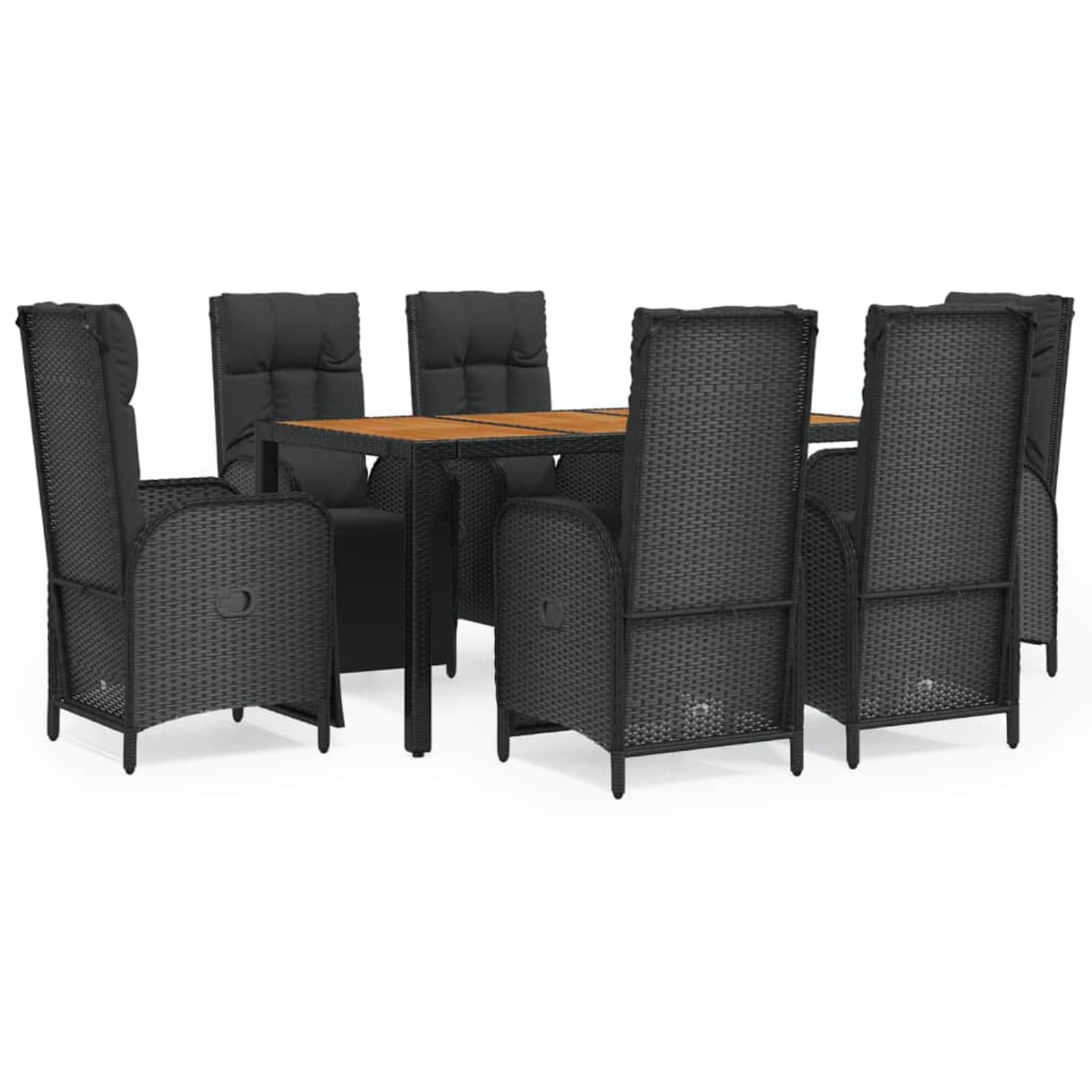 3185077 Set da Pranzo da Giardino 7 pz Nero con Cuscini in Polyrattan Testata in Legno,Testata Letto Matrimoniale Muebles Dormitorio Spalliera Letto Testiere per Letto Matrimoniale
