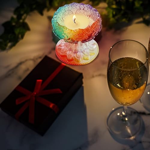 Miniatura 5 de Koonafy 2 moldes de resina para portavelas de velas molde de silicona para candelabros moldes de fundición epoxi para candelabros portavelas de