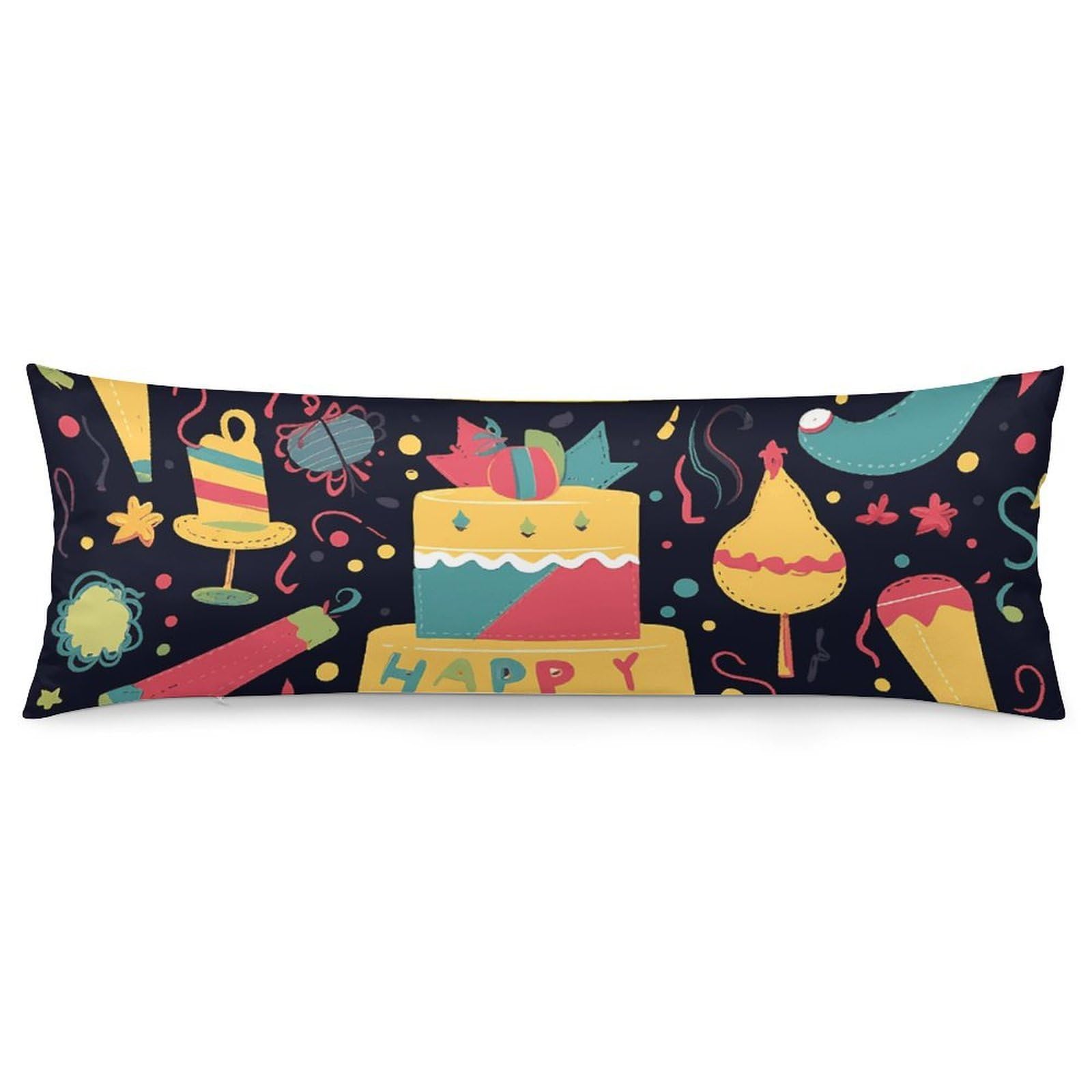 2 Pack Pillow Cases for Hair and Skin, Soft Breathable Pillow Case Covers with Hidden Zipper, Happy Birthday Images Pillowcase 20"x54" Pillow Covers for Sleeping Gift