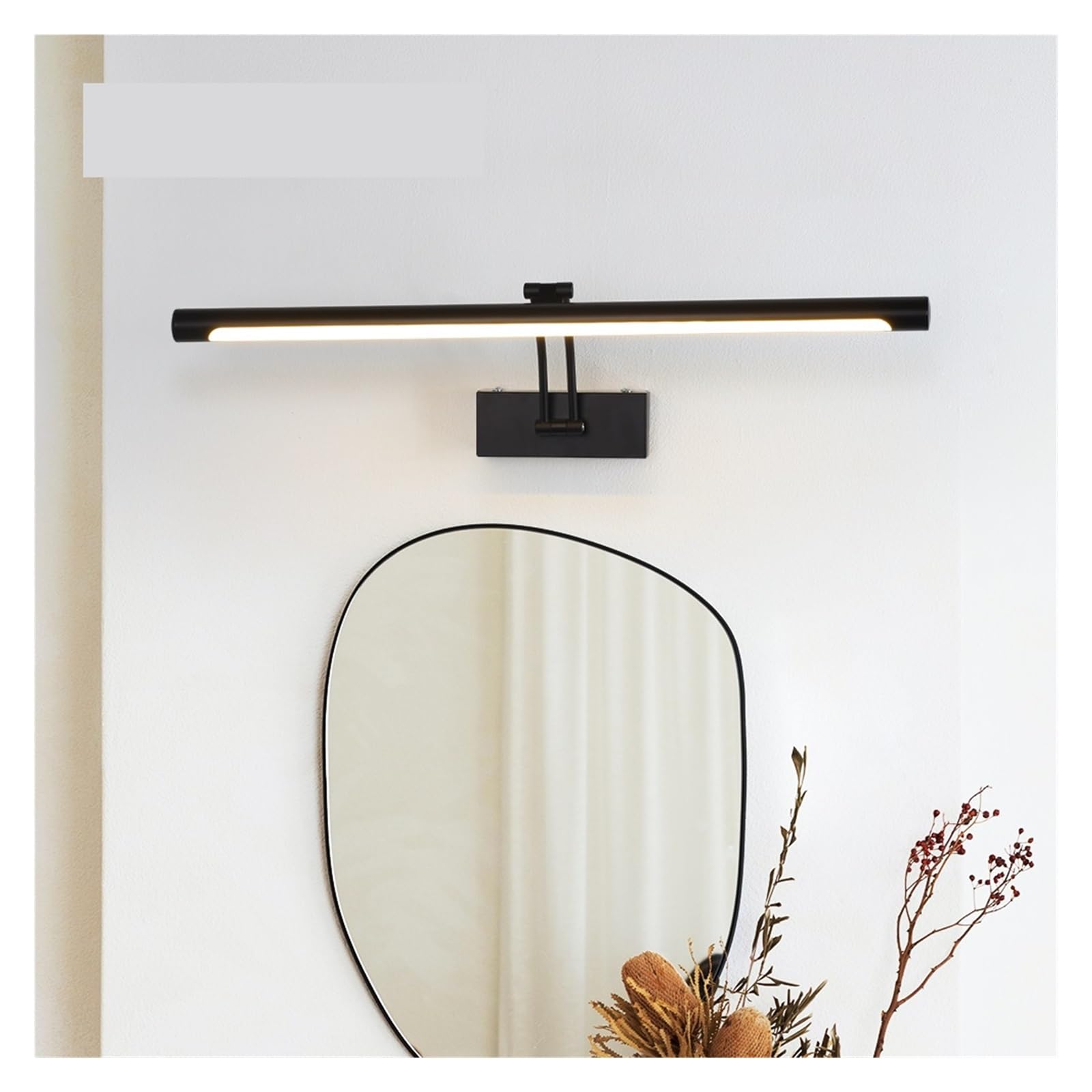 Eclairage Tableau, Applique murale LED moderne, lumière de miroir de salle de bains en argent noir, applique murale intérieure de 80 à 100 Cm, lampe murale longue AC85-265V(5500-7000K,Black 400mm)