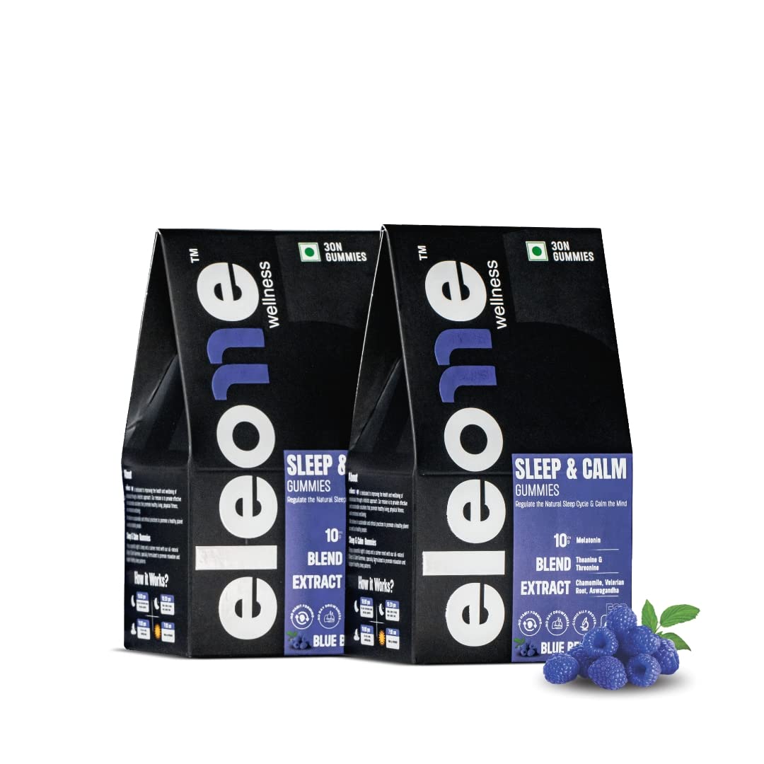 Eleone Wellness Sleep Gummies Melatonin (10mg) |USA Born & Bred | Muscle Recovery & Nerve Relaxation | Improves Sleep Quality |Non Habit Forming | No Added Sugar | for Men and Women | 60 Gummies, 60 Days Pack |Blueberry Flavored | Pack of 2