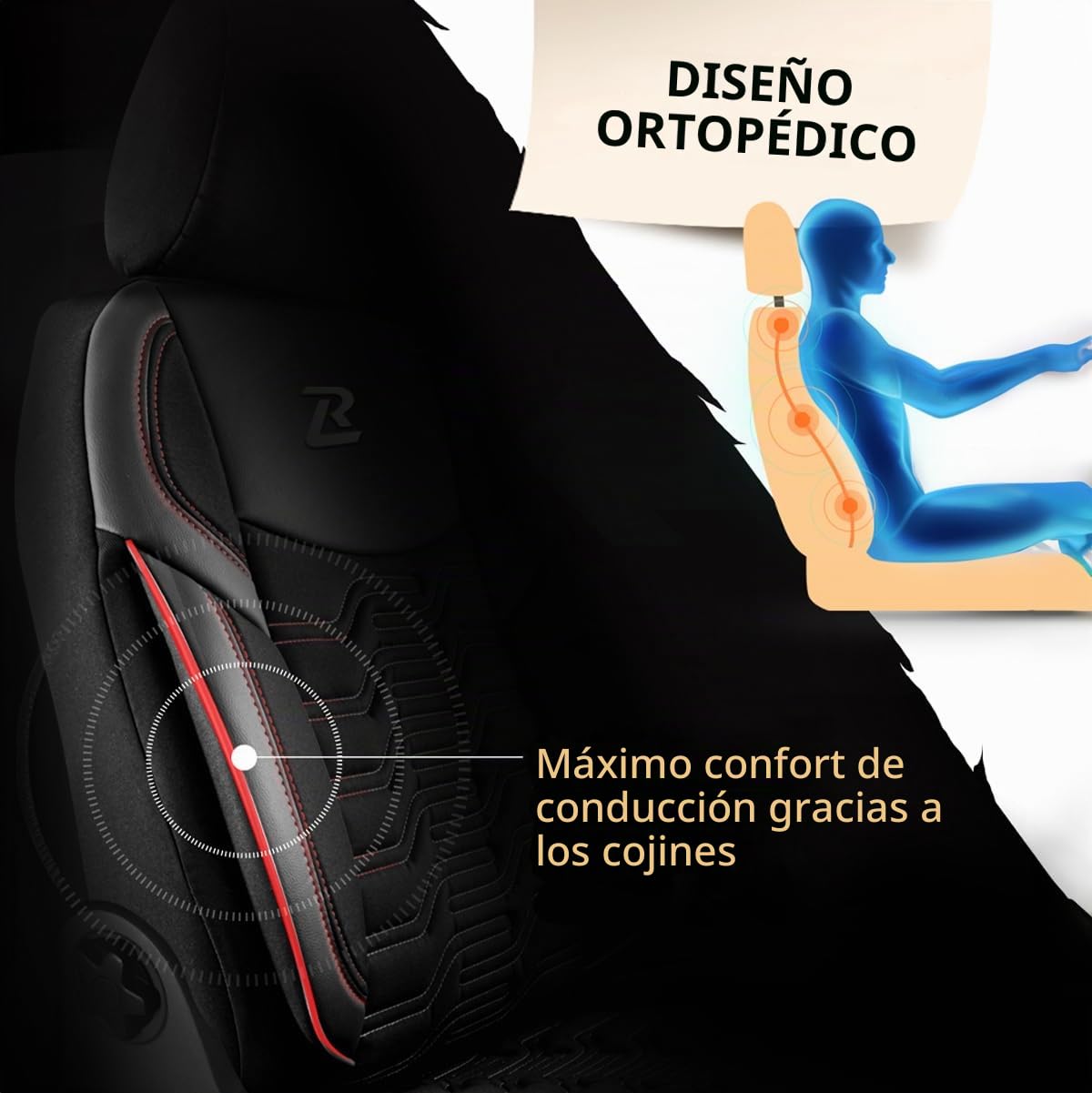 LUCARO Funda de Asiento para Universal Berlin, Rojo | Ecopiel lavable e hidrófuga, ajuste universal, acolchado transpirable, protege de manchas y desgaste