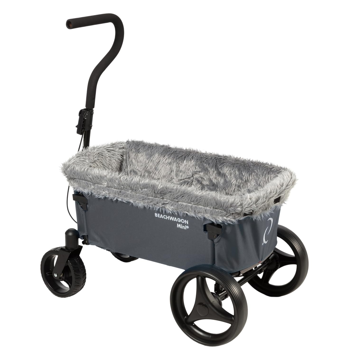 Beach Wagon Faltbarer Bollerwagen MINI Combideal - 40 kg - Kompakter und Leichter Handwagen mit Fleece Wanneneinlage - Strandwagen, Gartenwagen und Campingwagen - Dunkelgrau