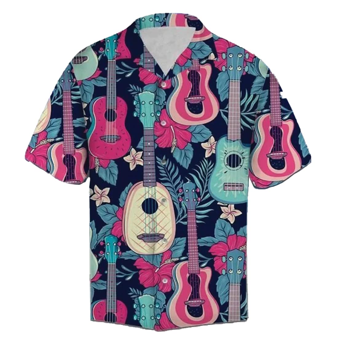 Juzgtsit Men's Guitar-03 Vintage Guitar Hawaiian Shirts For - Guitar Heaven Button Hawaiian Shirts Short Sleeve Series 188