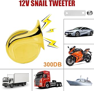 2PCS 300DB Super Loud Train Horns, 12V Waterproof Air Horns Replacement Kit, Car Air Electric Snail Double Horn, Automotive Accessories Universal for Motorcycle, Truck, Bike, Boat (Gold)