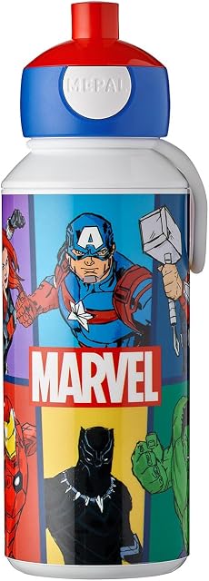 Mepal - Drinking Bottle Pop-up Campus - Drinking Bottle - Leak Proof Drink Bottle For School - BPA-free & Dishwasher Safe - 400 ml - Avengers.