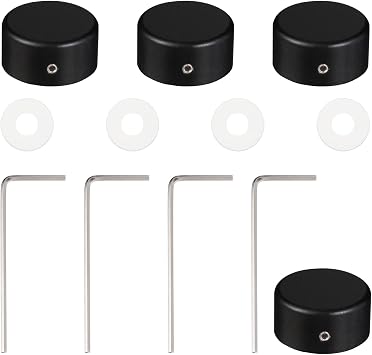 4 Sets Black Aluminum Alloy Footswitch Toppers with Screws