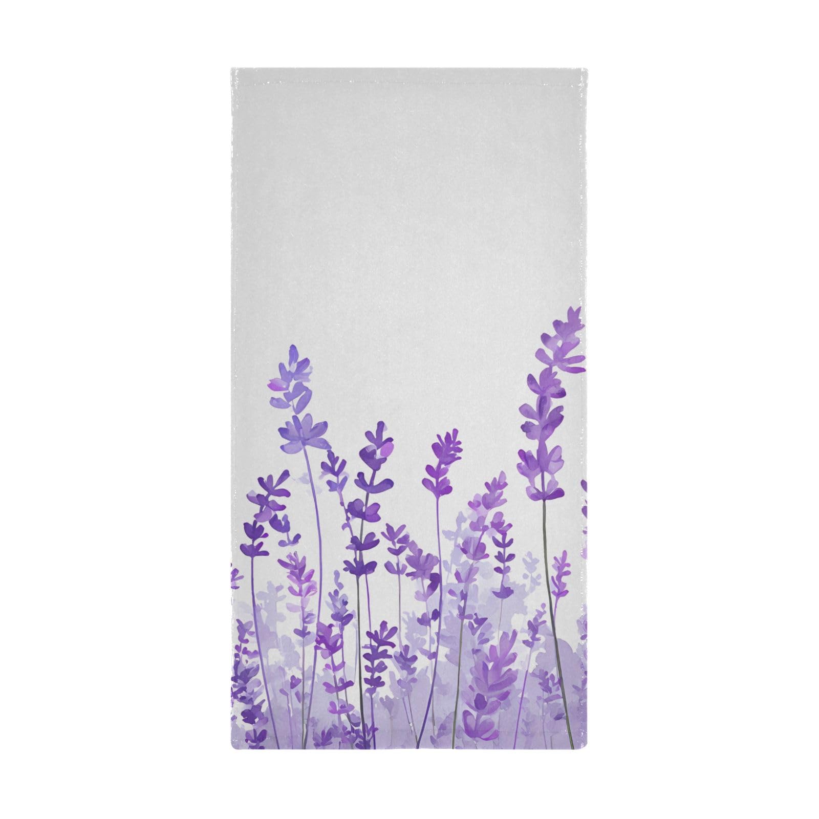 Bolaz Bath Towels Set of 2 Hand Towels for Bathroom Cotton Provence Lavender Flowers Decorative Absorbent Soft 28x14in