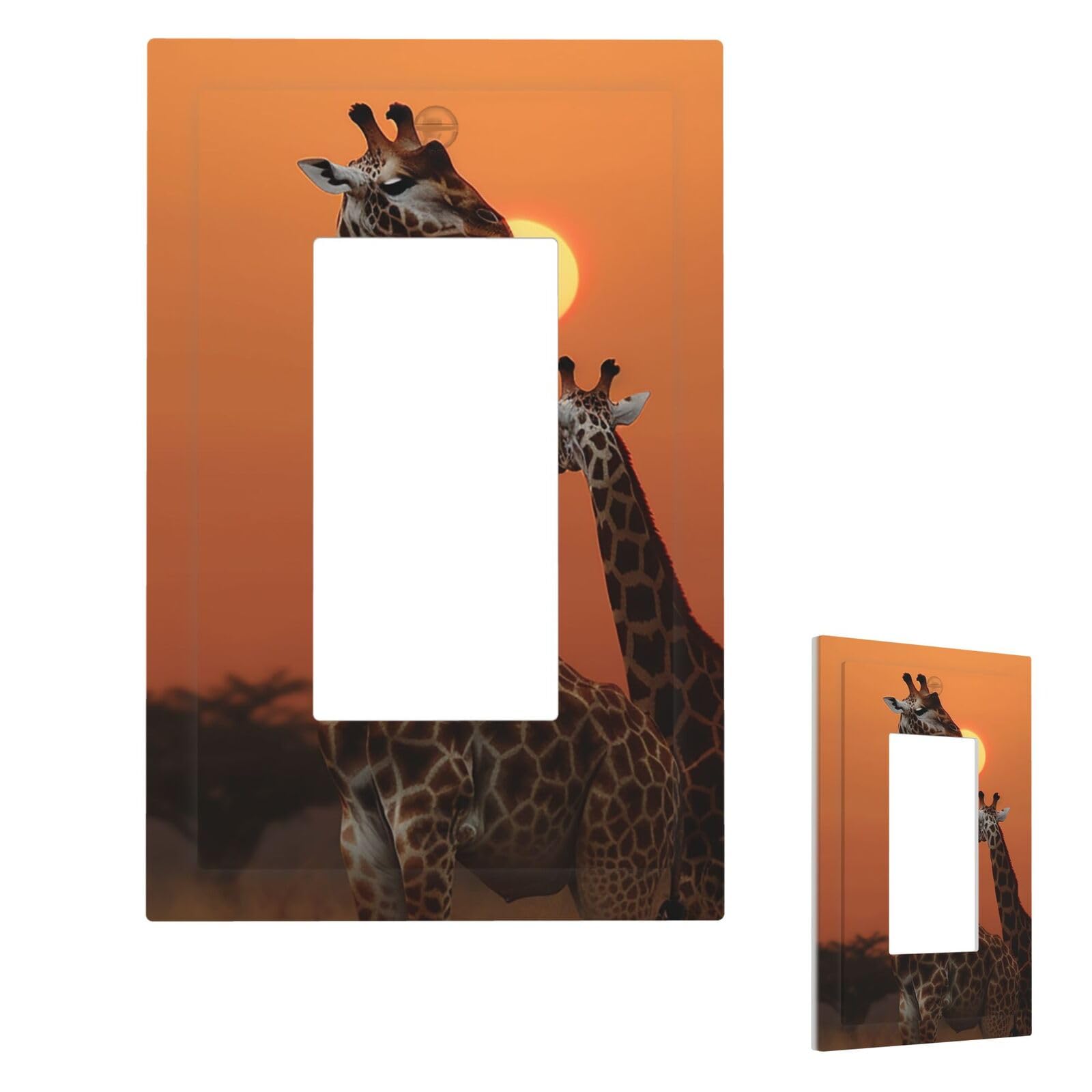 Giraffe At Sunset Wall Plate Cover 1 Gang, Modern Decorative Light Switch Cover Unbreakable Receptacle Outlet Covers for Living Room Bedroom Decor