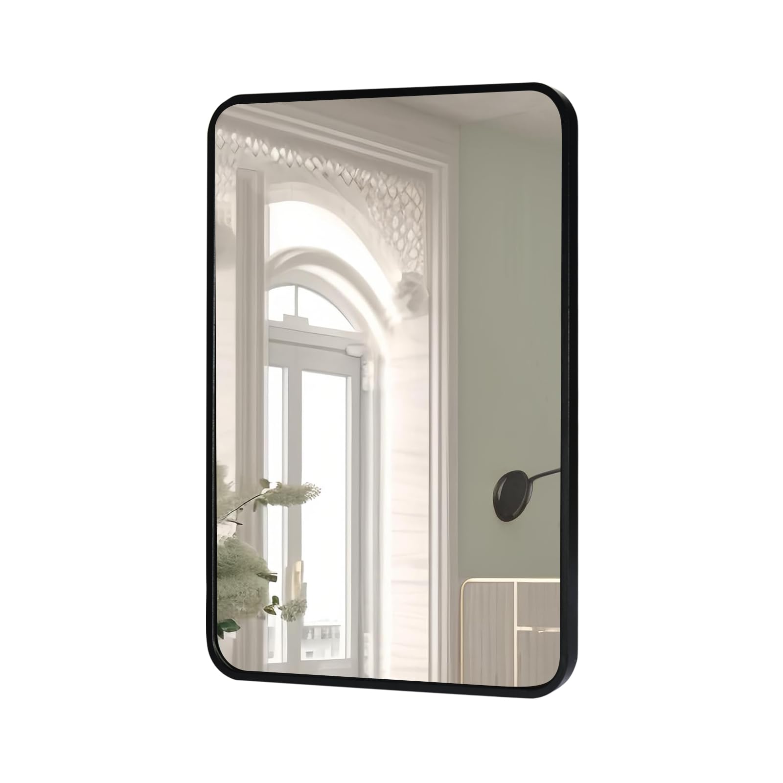 ModernTop 70×50cm Bathroom Wall Mirror - Black Aluminum Alloy Frame, Dual Horizontal/Vertical Mounting, Modern Square Mirror for Bathroom Decor, Durable & Rust-Resistant Design