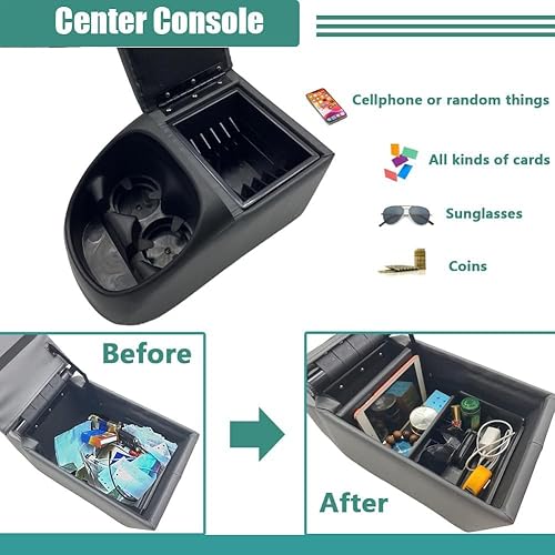 Miniatura 5 de MOOSUN Asiento universal para camionetabanco de contratista, consola central organizador de negocios y almacenamiento con portavasos y tapa superior