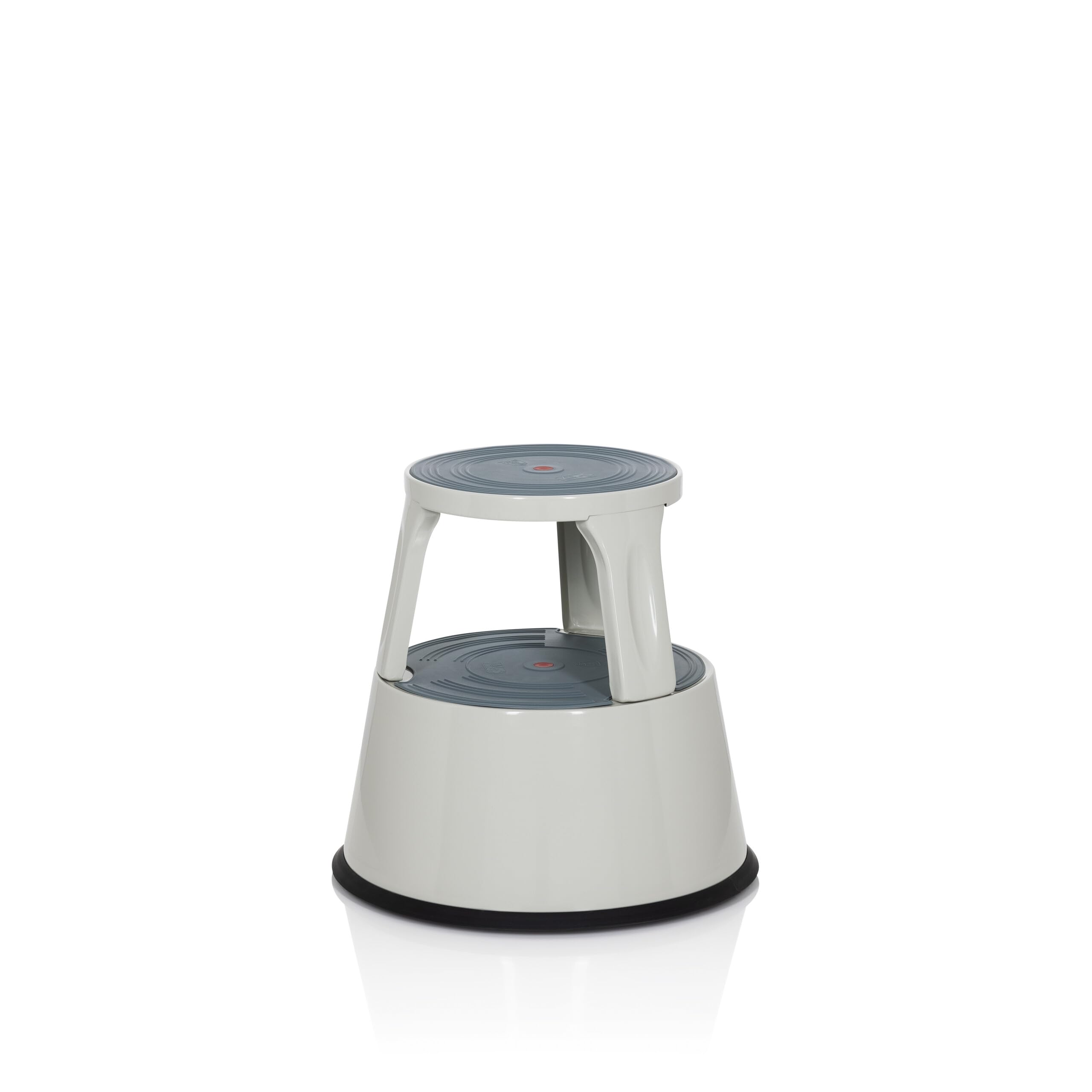 hjh OFFICE 830008 Taburete con Ruedas TIO-M II Metal Gris Claro, Altura 43 cm, soporta hasta 150 kg, Taburete rodante con 2 peldaños