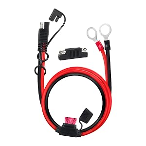 1 Pack TMH 3 FT, SAE to O Ring Terminal Harness with 40A Protection Fuse Quick Disconnect Plug, 10 AWG Ring Terminal Assembly Battery Extension, for Motorcycles, Cars, ATVs