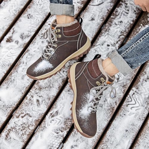 [Mishansha] ハイカット 裏起毛 防寒 防水 防滑 スノーブーツ 男女兼用 釣り 登山 キャンプ 冬 靴 スノーシューズ 28.5 cm,ブラウン40 7枚目