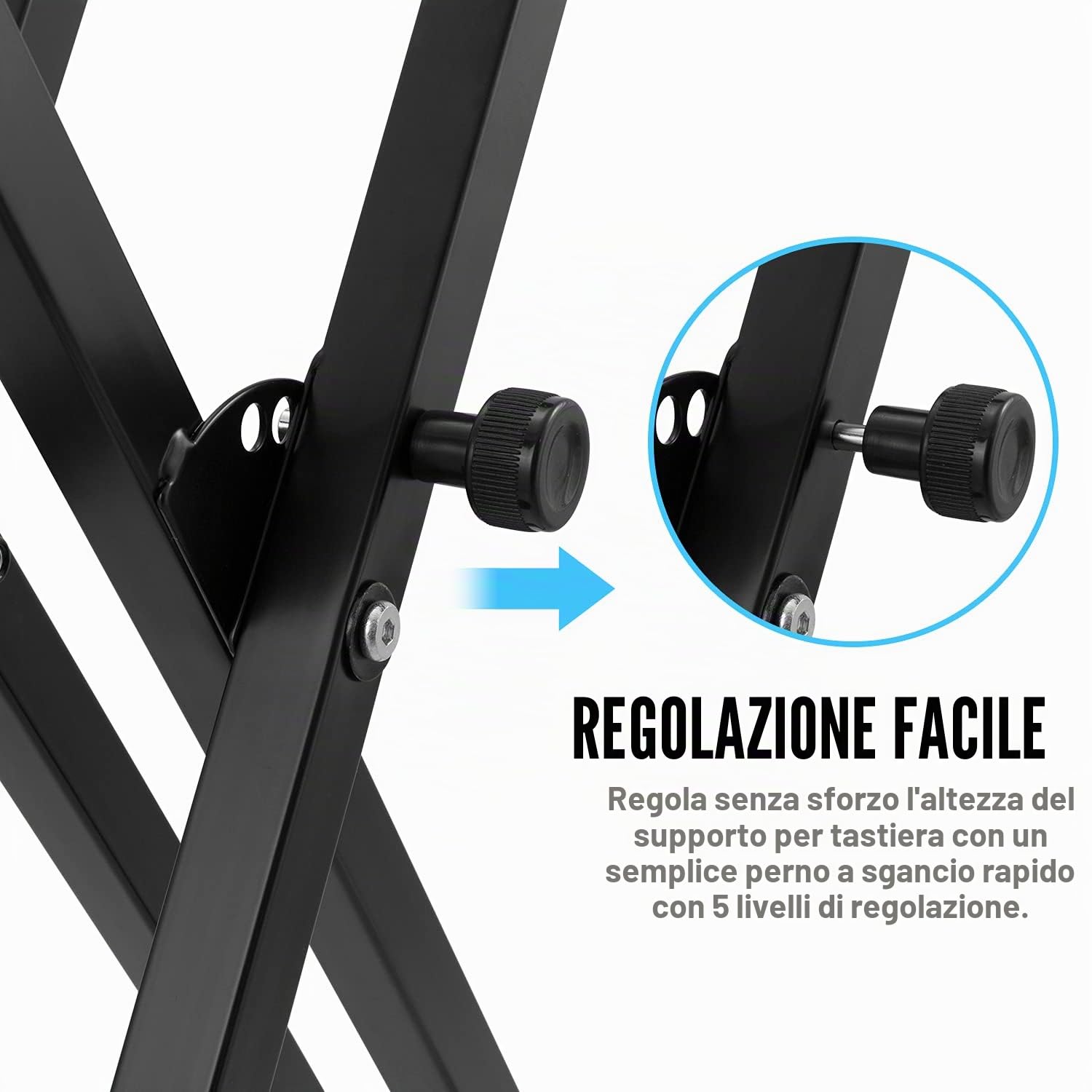 Tiger Kap-Pk2 Set Supporto per Tastiera e Sgabello , Set Supporto per Tastiera e Sgabello per Pianoforte con Doppio Telaio A X