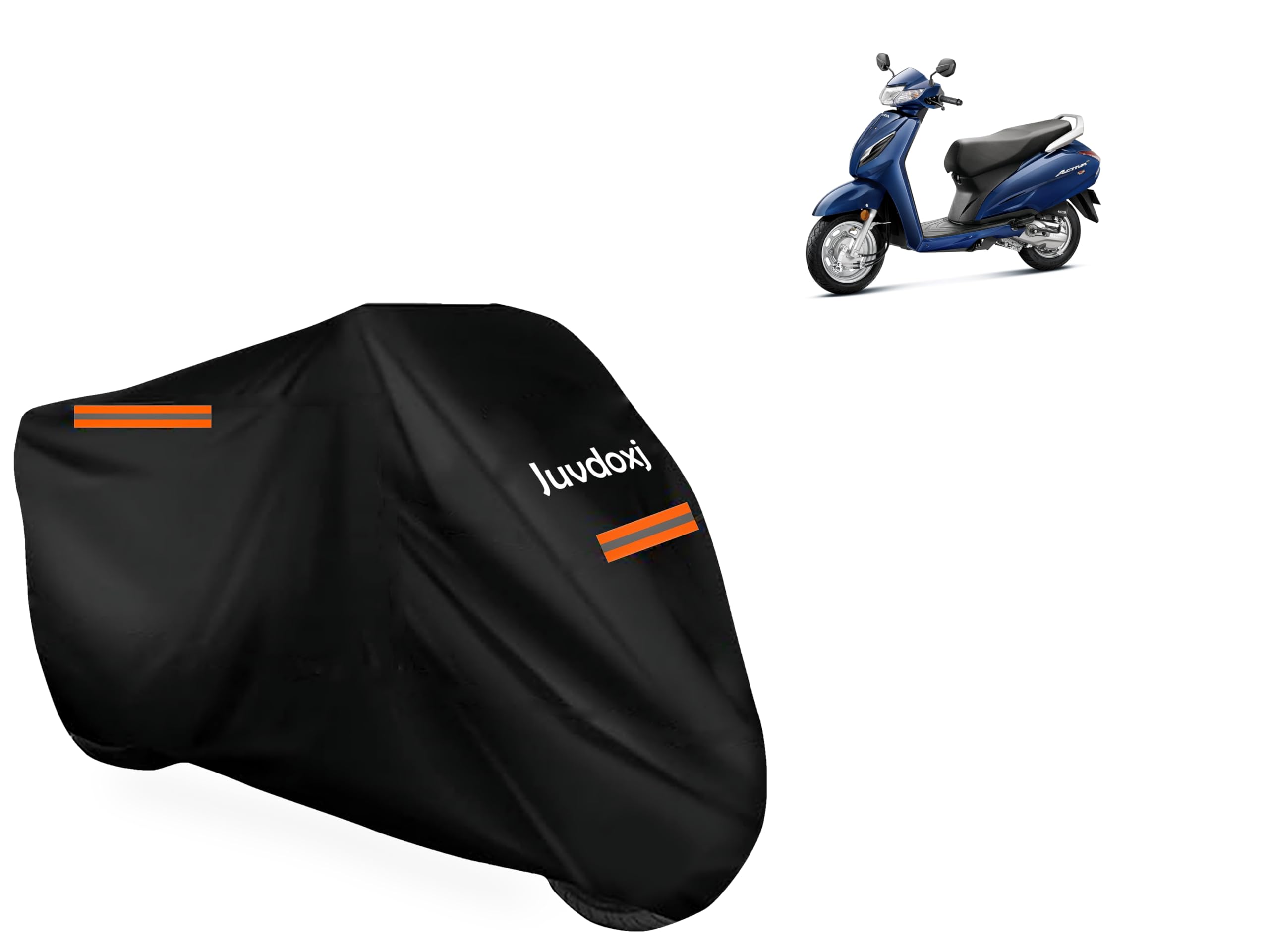 Juvdoxj - Activa Cover Waterproof - Scooty Cover Waterproof - Scooter Cover Waterproof Compatible with All Models All Brands scooty Cover with Elastic and Refelctive Stripe(New Black)-image-43