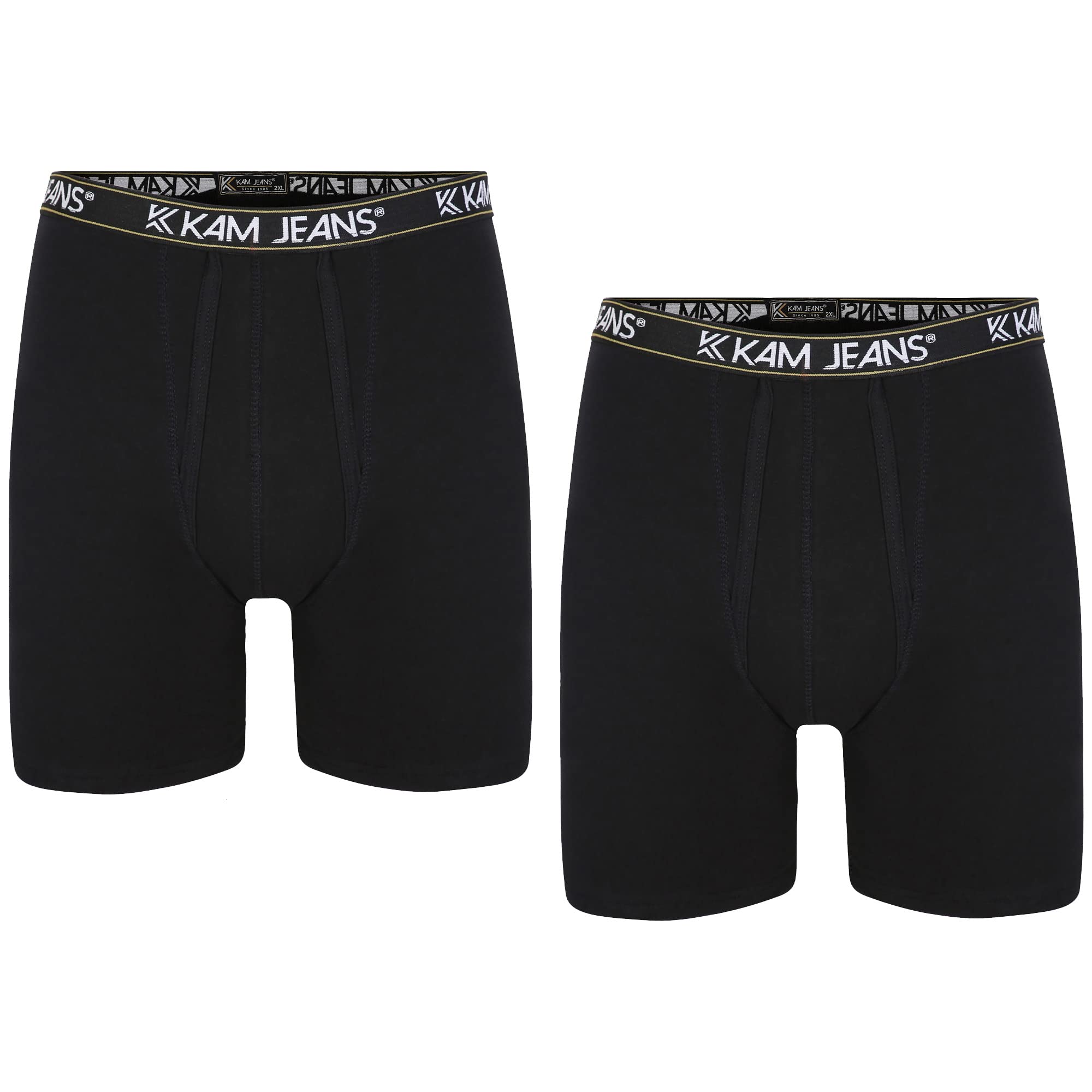Kam Men's Black Big & Tall 2 Pack Jersey Boxers