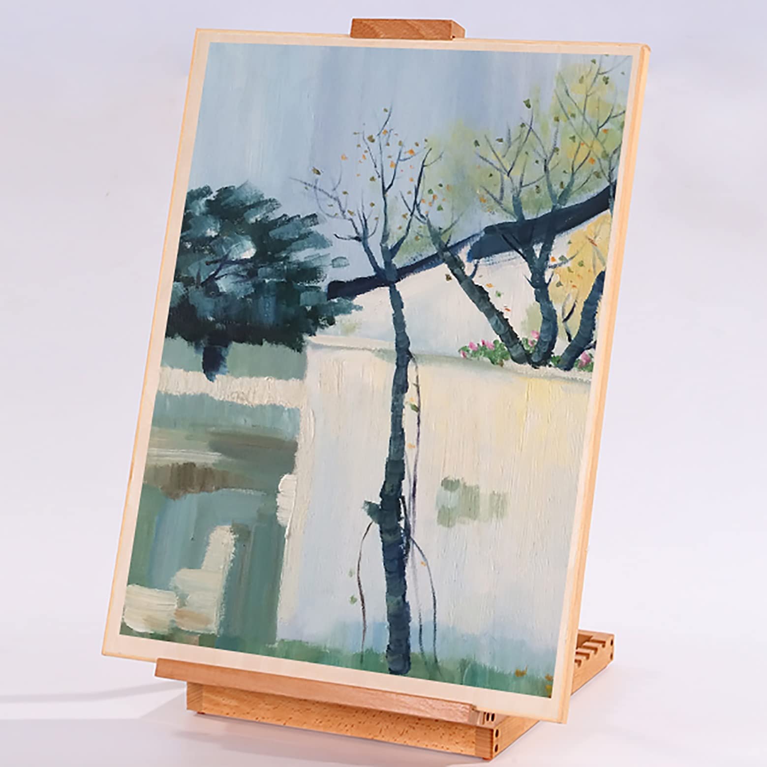 Robuste und langlebige Art Supplies Skizzen-Tischstaffelei – 100 % massives Buchenholz – verstellbar (44–60 cm) Massivholz-Staffeleiständer – Künstlerbedarf für Anfänger und professionelle Künstler (