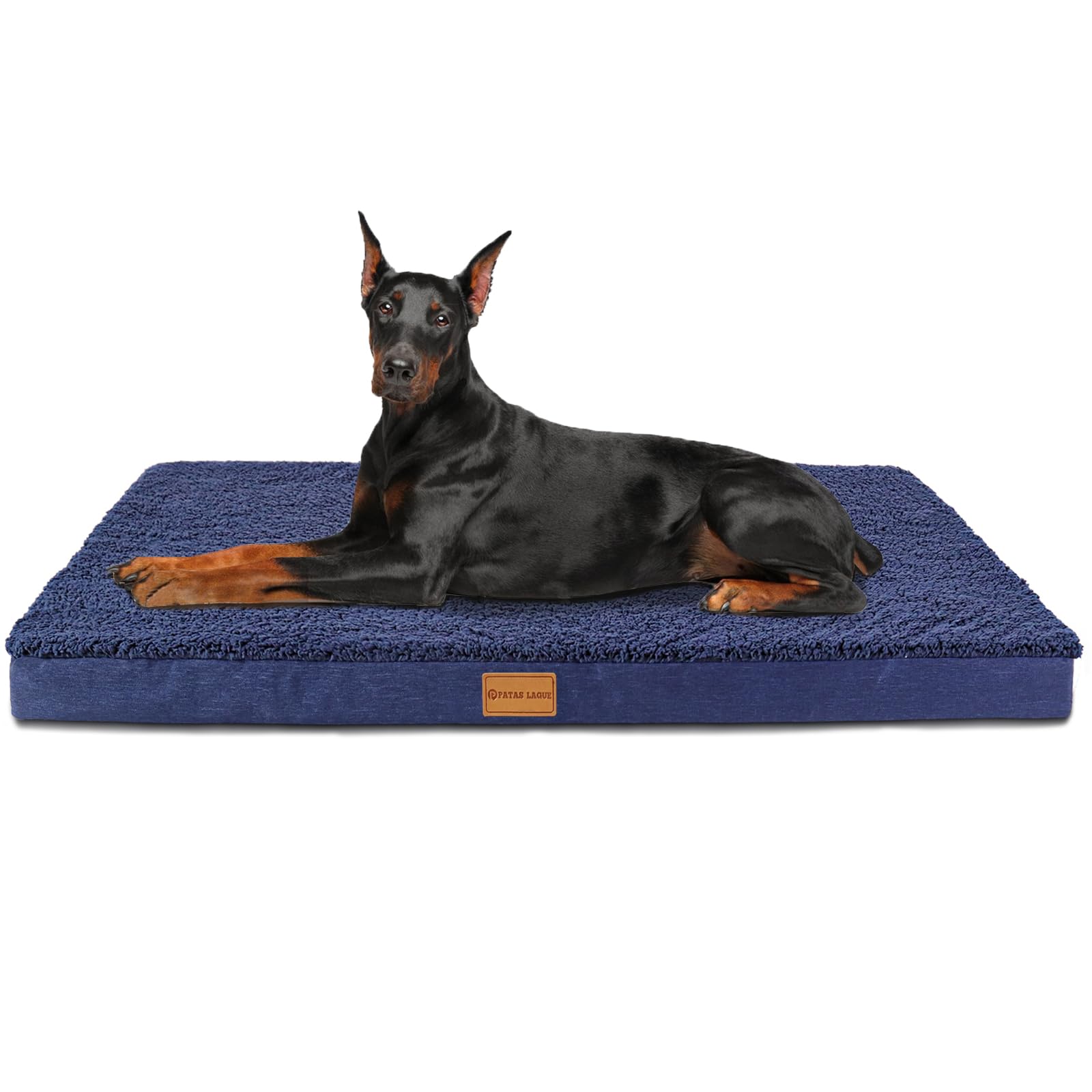 Patas Lague Cama ortopédica jumbo para perros extragrandes de 56 x 40 pulgadas, camas jumbo de espuma para perros con funda extraíble lavable, tapete impermeable para mascotas, azul marino