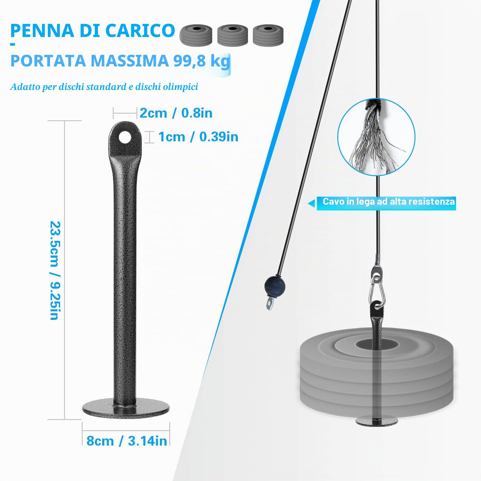 Generisch Sistema di Pulegge a Parete per Fitness, Sistema di Cavi per Pesi per Palestra, Macchina per LAT Pull Down e Low Row, Attrezzatura per Stazione Cavi