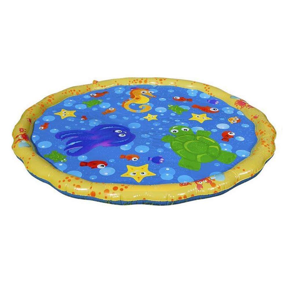 Vaczon 39" Sprinkle & Splash Play Mat Outdoor Party Inflatable Water Play Toys for Boys Girls Kids Toddlers (39" Yellow Ocean)