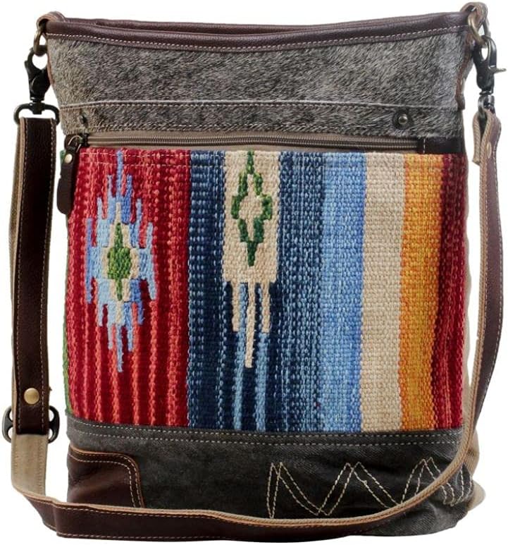 Myra Bag Aztec Purse for Women - Canvas Bag with Real Leather Detailing, Boho Handbags for Women, Cute Western Purse