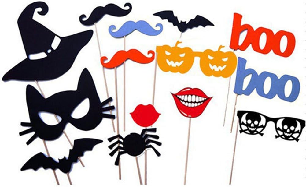 SA 14PCS DIY Halloween Party Card Masks Photo Booth Props Mustache On A Stick