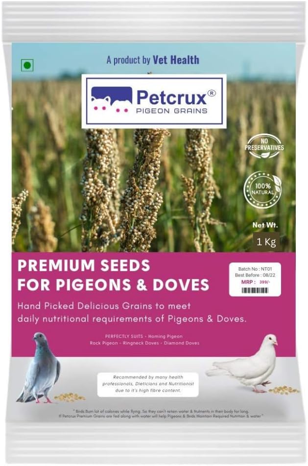 Premium Pearl Millet (Bajra) Bird Food (1 Kg) for Pigeons, Doves, Canaries, Finches, Waxbills, Budgies, Lovebirds, Cockatiels, 1 kg Economic Pack (2 kg)