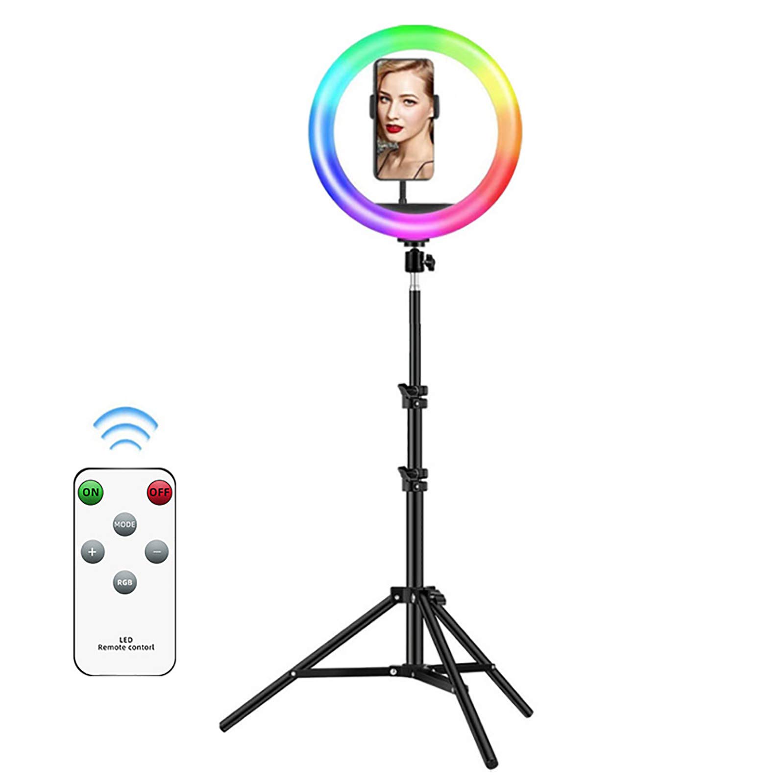 RGB Selfie Ring Light, 3 Modalita` di Illuminazione, 12" Luce ad Anello LED, Luce TIK tok per Telefono, remoto per Fotocamera per Trucco, Youtube